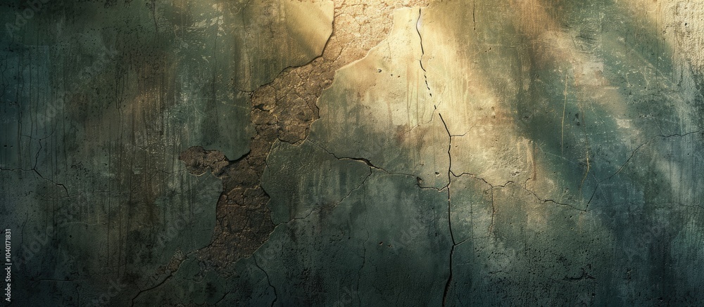 Poster old weathered wall with cracks in sunlight showing copy space image