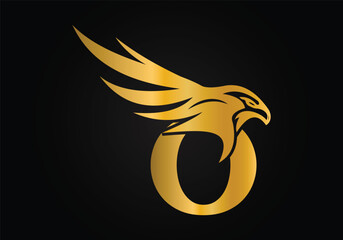 Initial O monogram letter alphabet with Eagle head symbol. Letter With Eagle Logo Design Vector Template