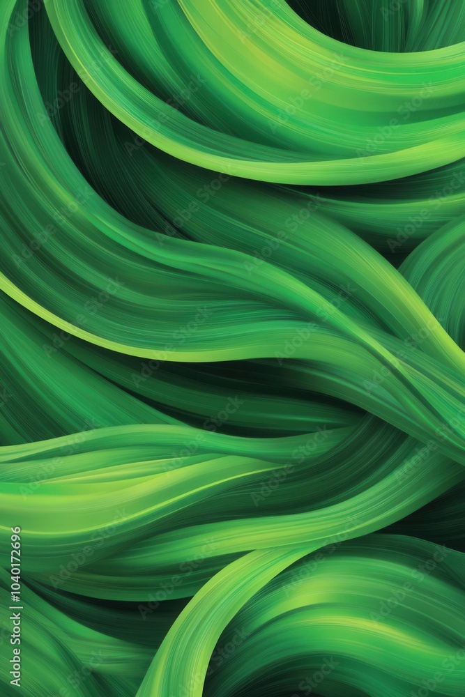 Poster organic green lines twist and flow in a seamless abstract pattern