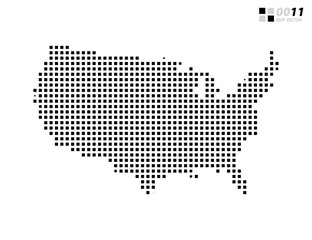 Vector abstract pixel black of United States of America (USA) map. Organized in layers for easy editing.