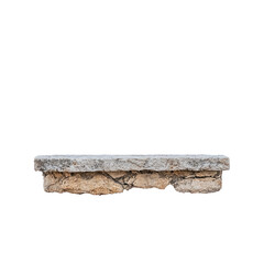 Fototapeta premium Stone Shelf Isolated on White Background