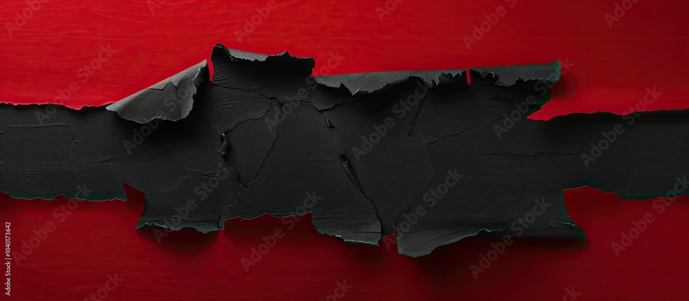 Poster a torn black paper with a red background displaying a message about creative solutions with a symbol