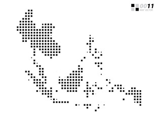 Vector abstract pixel black of Southeast Asia map. Organized in layers for easy editing.