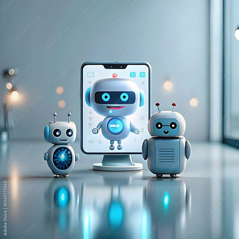 Poster bokeh digital art customers ai chatbots devices concept abstract background accessibility support pl