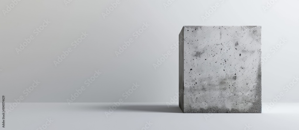 Poster a solitary grey cinder block stands alone against a white backdrop with ample copy space for an imag