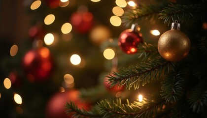  Merry Christmas  A festive tree adorned with twinkling lights and shiny ornaments