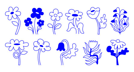 Vector set of minimalist design elements, flowers, doodles, scribbles - abstract background elements for branding, packaging, prints and social media posts © venimo