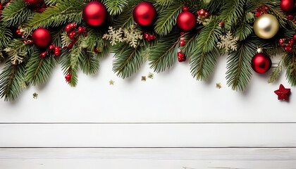 decorated Christmas garlands as a frame and plenty of space for text, Christmas card, Christmas poster, poster for Christmas concert