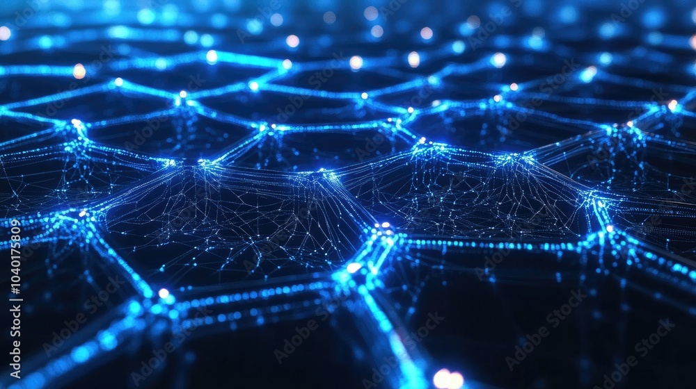Poster 3d rendering of ai neural connections glowing with blue light. ample copy space available