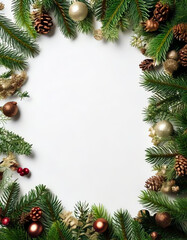 decorated Christmas garlands as a frame and plenty of space for text, Christmas card, Christmas poster, poster for Christmas concert