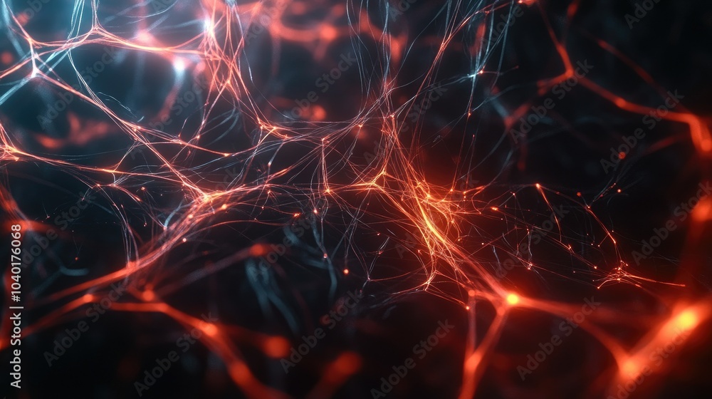 Poster 3d rendering of neural network connections, creating a dynamic digital background for ai concepts. a