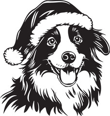 Fototapeta premium australian shepherd dog with Santa hat