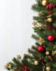 decorated Christmas garlands as a frame and plenty of space for text, Christmas card, Christmas poster, poster for Christmas concert