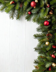 decorated Christmas garlands as a frame and plenty of space for text, Christmas card, Christmas poster, poster for Christmas concert