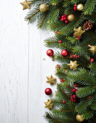 decorated Christmas garlands as a frame and plenty of space for text, Christmas card, Christmas poster, poster for Christmas concert