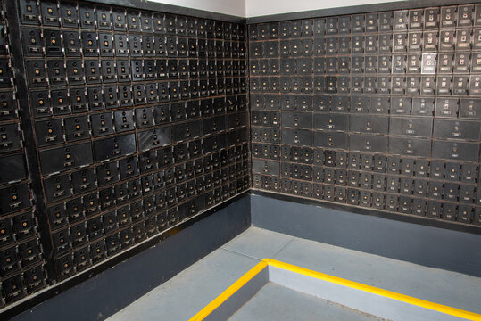 Post office boxes at a post office