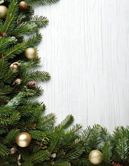 decorated Christmas garlands as a frame and plenty of space for text, Christmas card, Christmas poster, poster for Christmas concert