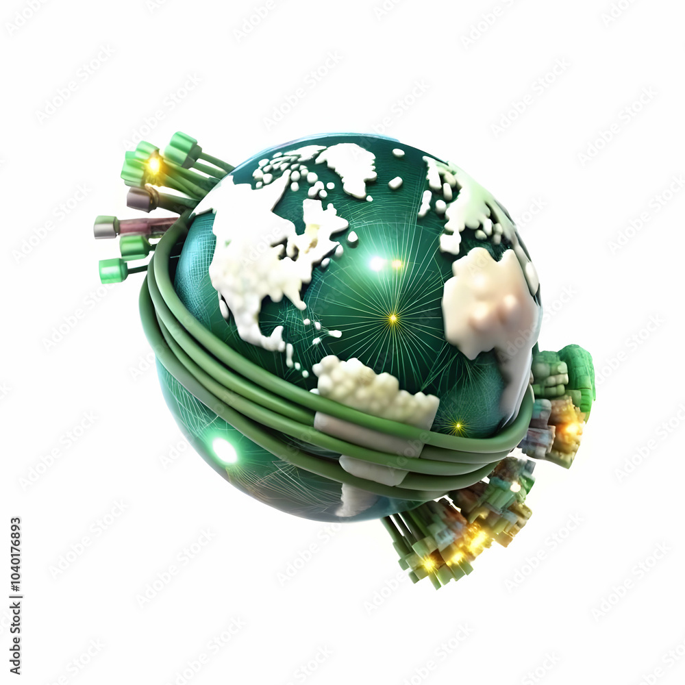 Poster close up glowing fiber optic cables form globe macro photograph global data network interconnectedne