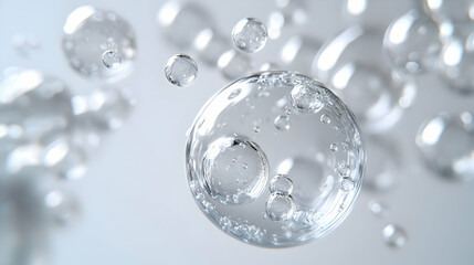 3D Carbon Footprint Bubbles Slow Motion in Plain White Space with Varying Sizes Representing Industries | Ample Copy Space for ESG Carbon Reduction Strategies | Isolated Icon Design