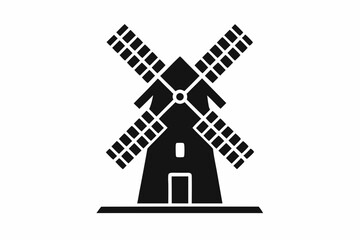 
Windmill icon, Windmill turbine silhouette vector, turbine icon