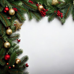decorated Christmas garlands as a frame and plenty of space for text, Christmas card, Christmas poster, poster for Christmas concert