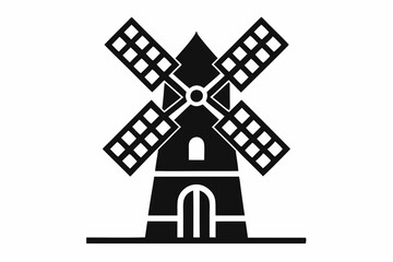 
Windmill icon, Windmill turbine silhouette vector, turbine icon