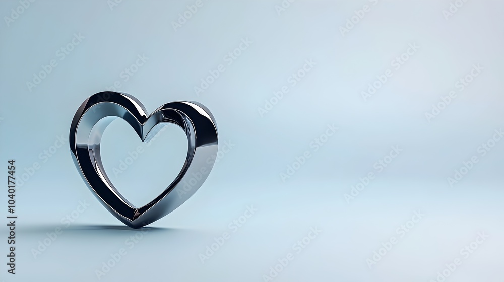 Poster futuristic titanium heart shape - sleek metallic texture with unique visual impact for modern design