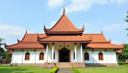 Naklejka premium Elegant traditional architecture in a serene setting