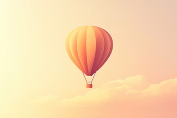 Fototapeta premium A sleek hot air balloon ascends gently, surrounded by soft clouds while bathed in early morning light, showcasing tranquility and adventure. Generative AI