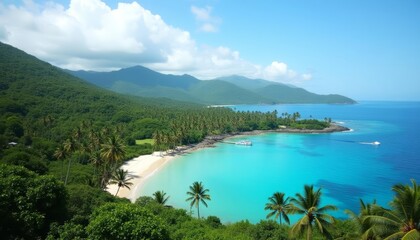 Obraz premium Paradise Found A serene tropical beach cove