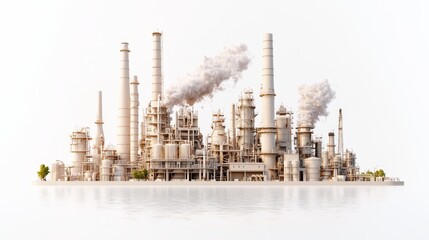 Obraz premium Industrial Plant Emission Closeup of Smokestack Plumes in Serene Setting Minimalist Concept of Sustainable Industry