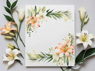 Elegant wedding invitation with soft watercolor flowers.