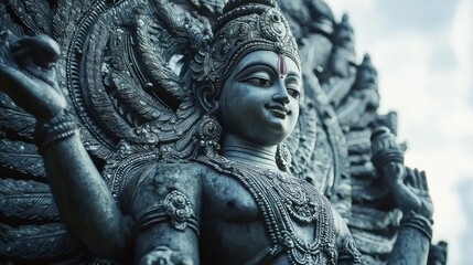 Fototapeta premium vishnu, god, hindu, protector, preserver, universe, divine, deity, blue, celestial, peace, power, cosmic, balance, protection, lotus, spiritual, infinity, eternal, creation, wisdom, sacred