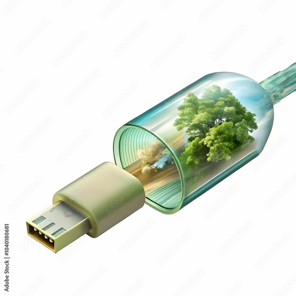 Poster macro photograph of digital data flowing through transparent cable concept, light pulses representin