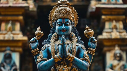 vishnu, god, hindu, protector, preserver, universe, divine, deity, blue, celestial, peace, power, cosmic, balance, protection, lotus, spiritual, infinity, eternal, creation, wisdom, sacred