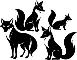 fox silhouette, on white background, isolated, vector