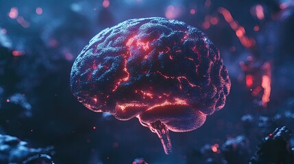AI technology background with a holographic brain interface. Ample space for your message or branding