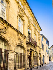 Street view of old village Beaucaire in France
