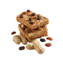 Fototapeta premium Peanut Butter Bars with Peanuts and Raisins