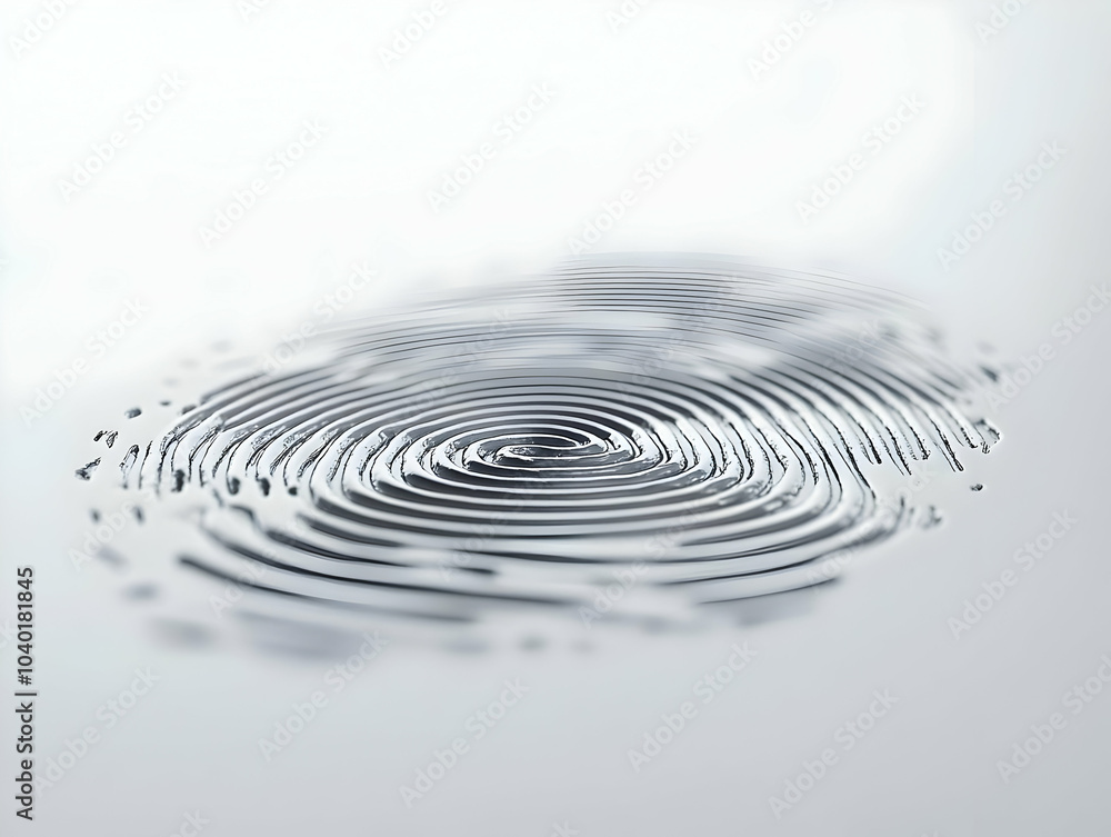 Poster flat glossy white fingerprint close-up on reflective surface emphasizing individuality and uniquenes