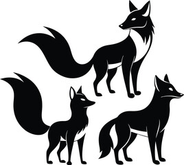 fox silhouette, on white background, isolated, vector