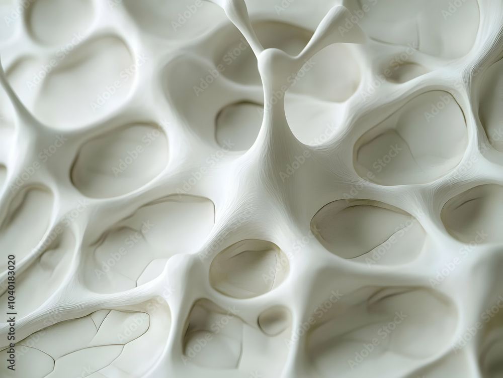 Poster flat neuroplasticity clay neurons concept - macro shot of white clay structures morphing into neuron