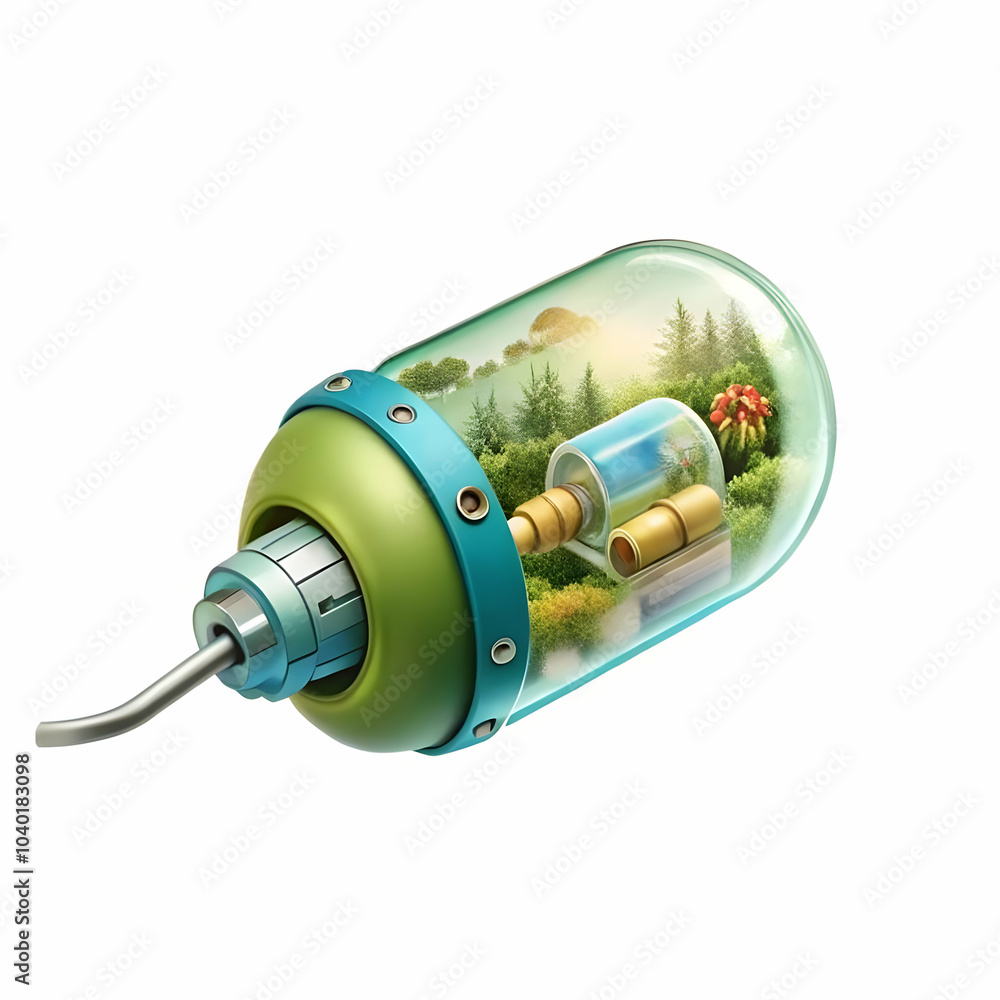 Poster robotic capsule endoscope macro image - close-up of advanced non-invasive medical examination techno