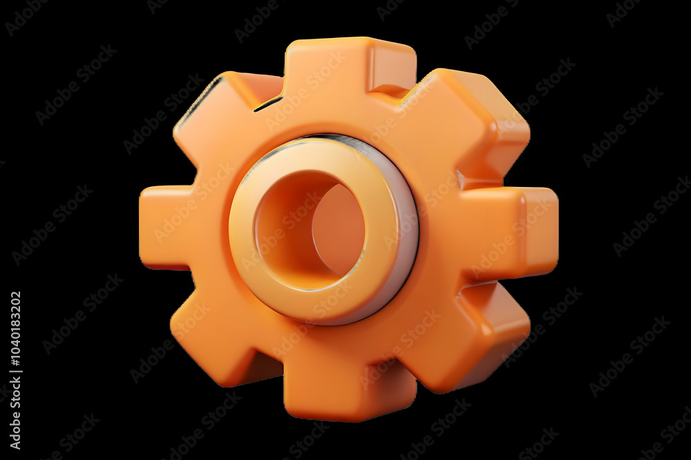 Aufkleber plain orange background with ai gear symbol for business operations, symbolizing ai mechanics in ind