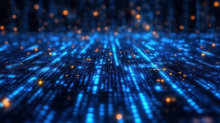 Abstract cyber landscape of glowing data streams