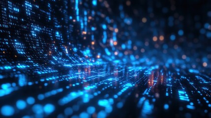 Techy data landscape with glowing blue connections