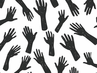 Supportive Hands Outline Seamless Pattern | Minimalist White Gestures | Mental Health Awareness | Janeiro Branco | Simple Flat Vector Illustration | Smart Business Tone Design