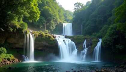  Enchanting Waterfall in a Forested Gorge