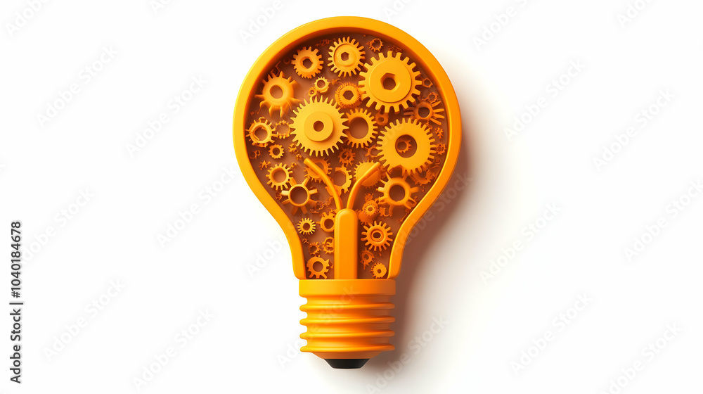 Poster 3d vector icon lightbulb gears innovative business solutions clean design infographics creative stra