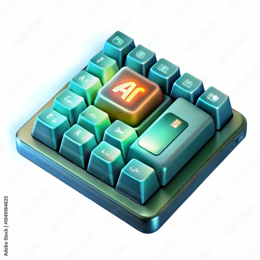 Aufkleber glossy keyboard ai key highlighted plain desk ample copy space activation of ai everyday business ta